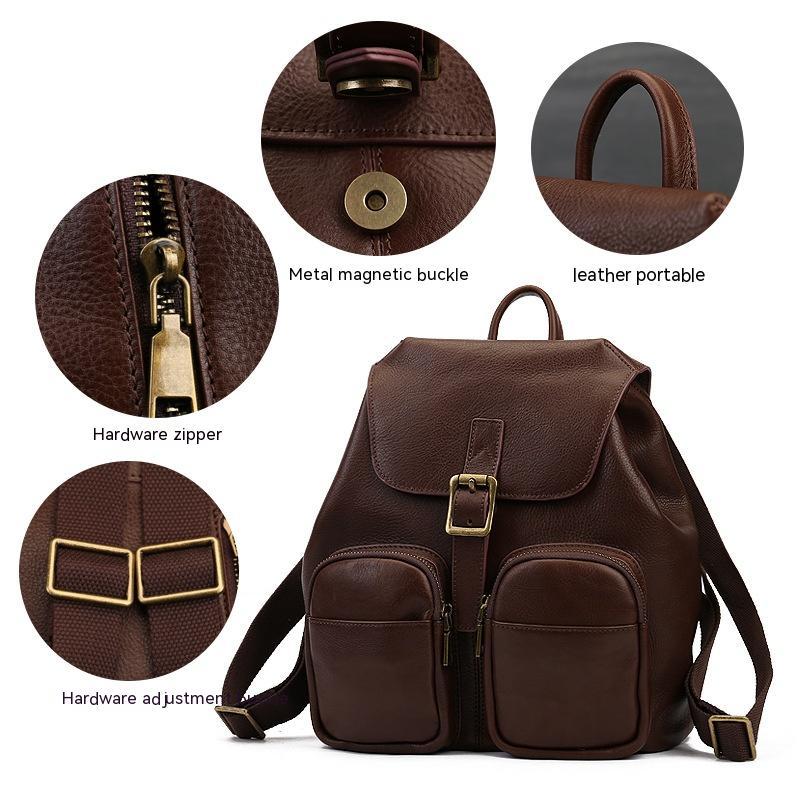 New Genuine Leather Retro Large Capacity Women's Backpack