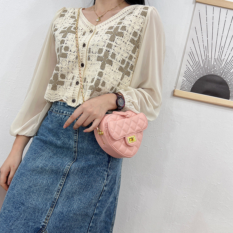 Women's Fashion Peach Heart Shoulder Bag