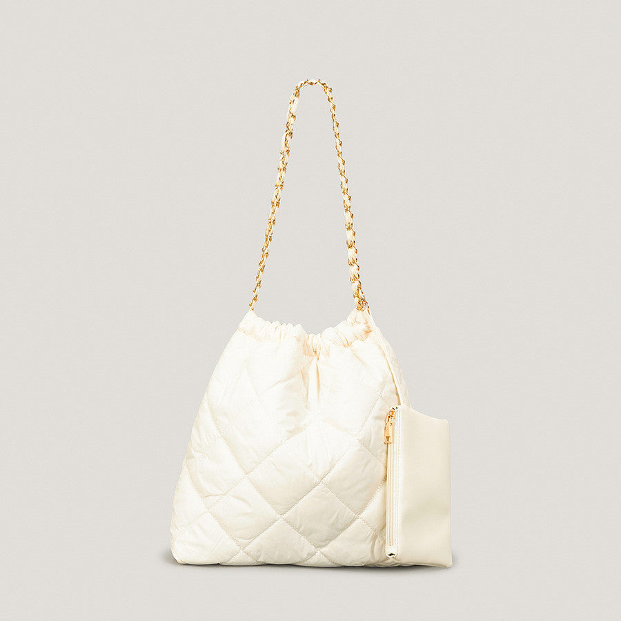 Soft Space Cotton Rhombic Bucket Bag