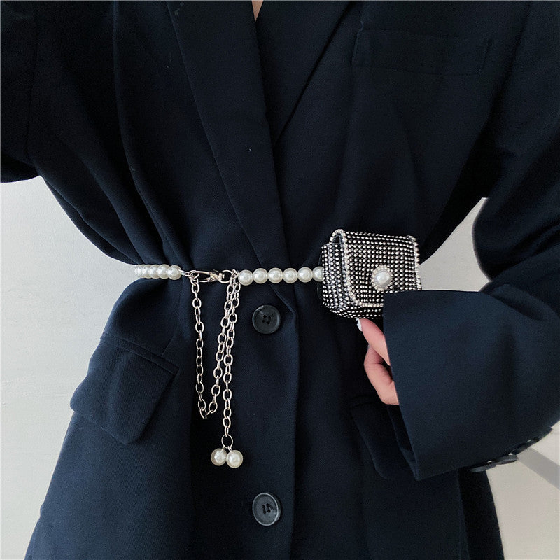 Waist Chain Pearl Belt Diamond Versatile Belt Bag