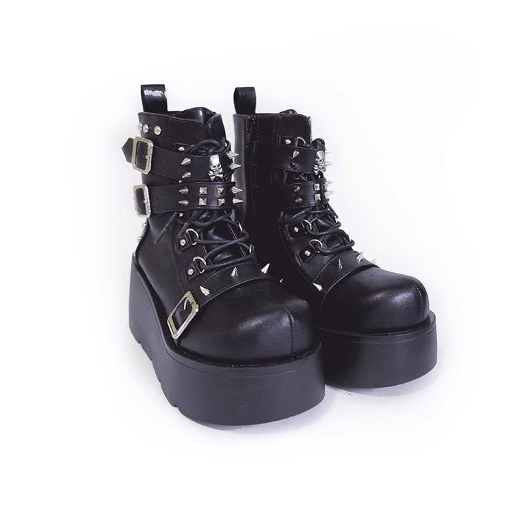 New Punk Handsome Thick Bottom Short Women's Boots