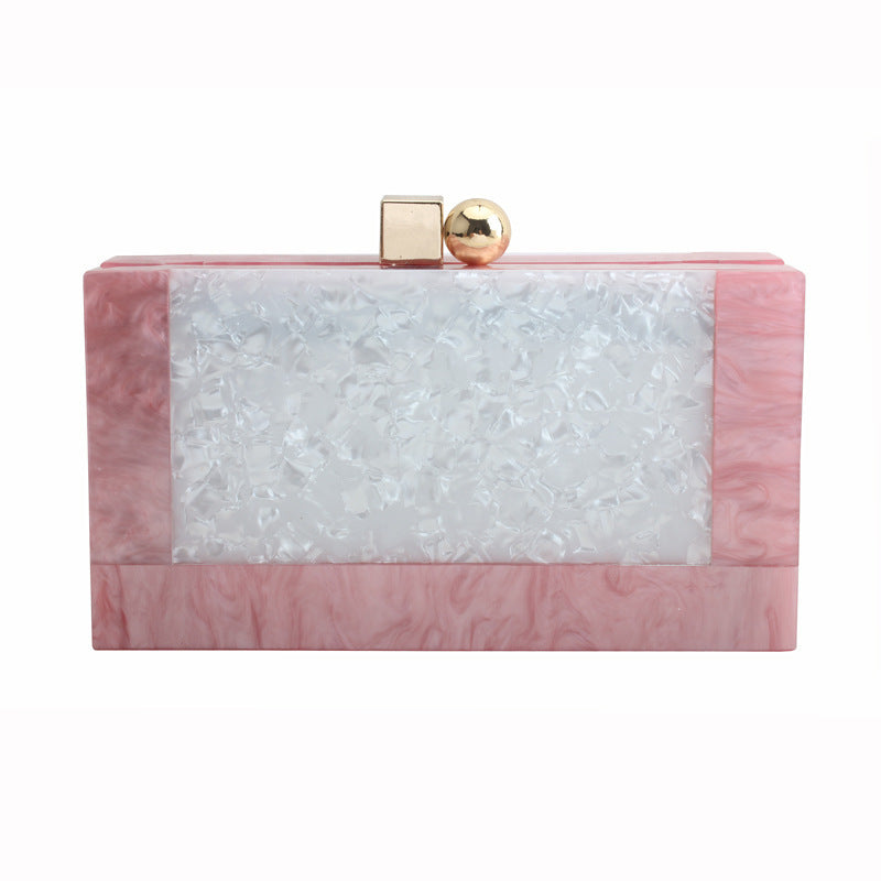 Women's Pearlescent White Vintage Acrylic Patchwork Bag