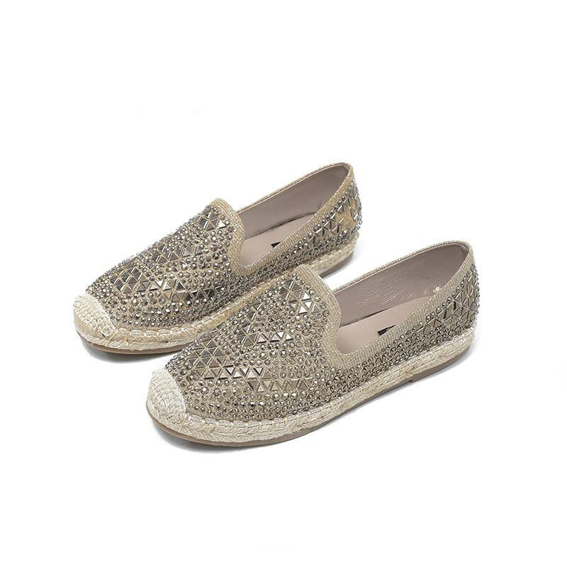 Women's Fashion Simple Sequins Full Diamond Flat Shoes