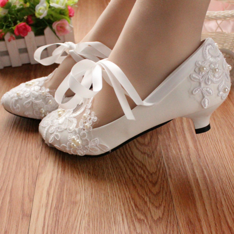 Strap White Large Flat Bottom Wedding Shoes