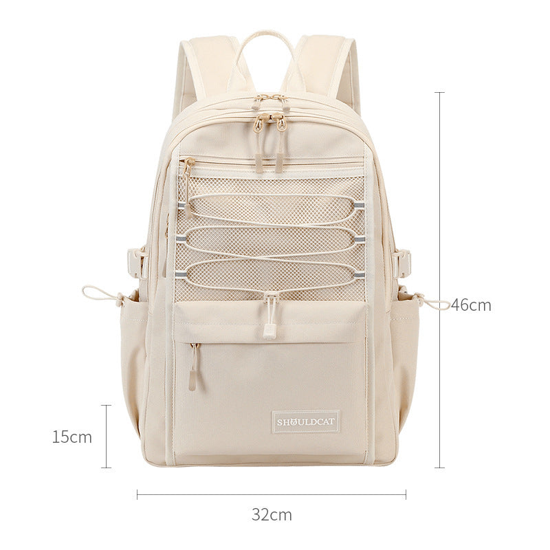 Korean Style Solid Color Simple Large Capacity Backpack