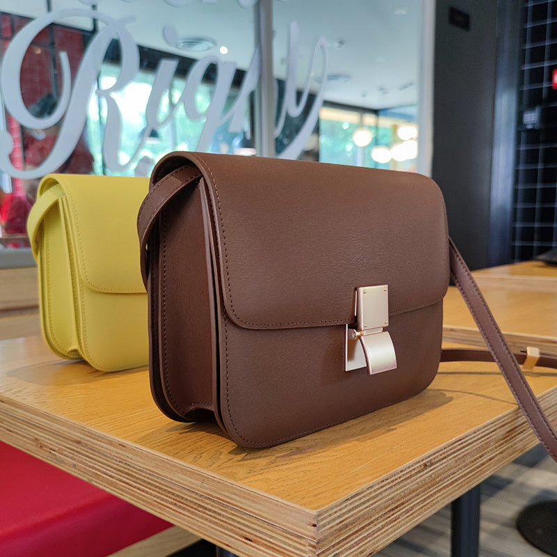 Leather Tofu Bag Box One Shoulder Messenger