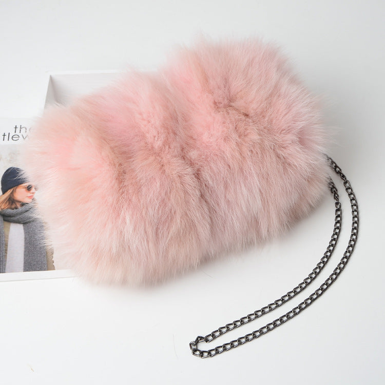 Fashion Fox Fur Warm Hand Warm Fox Fur Fur Women's Shoulder Chain Crossbody Bag