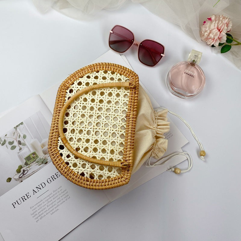 Women's Fashion Vintage Woven Rattan Tote Bag