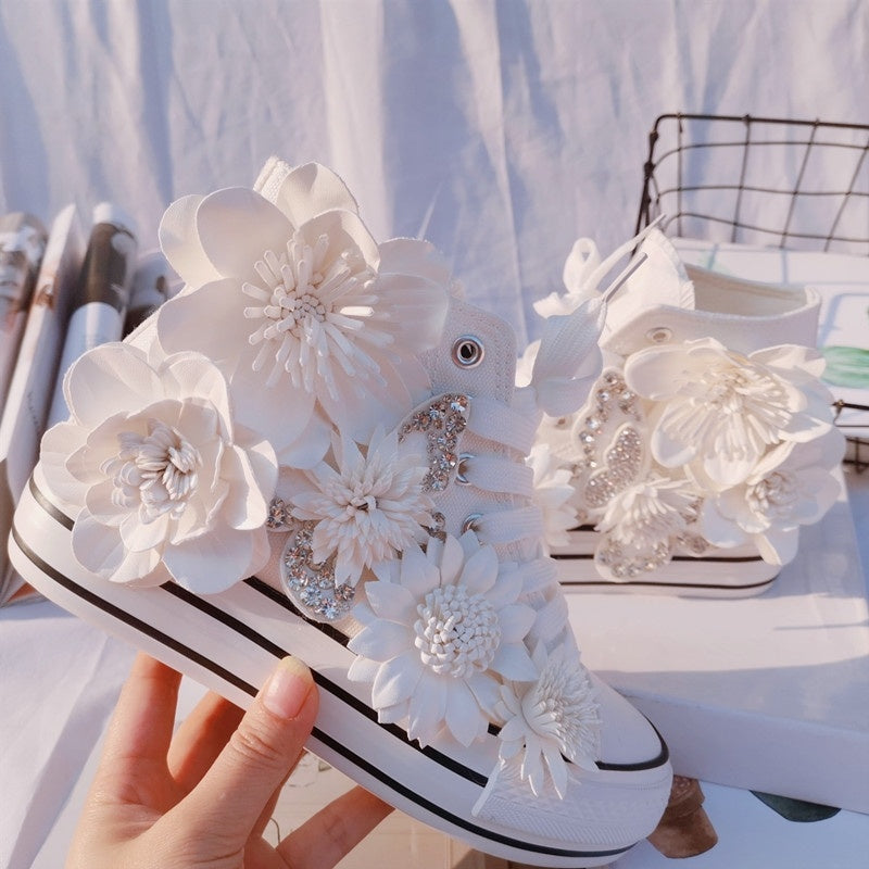 Butterfly Flower High Top Canvas Shoes