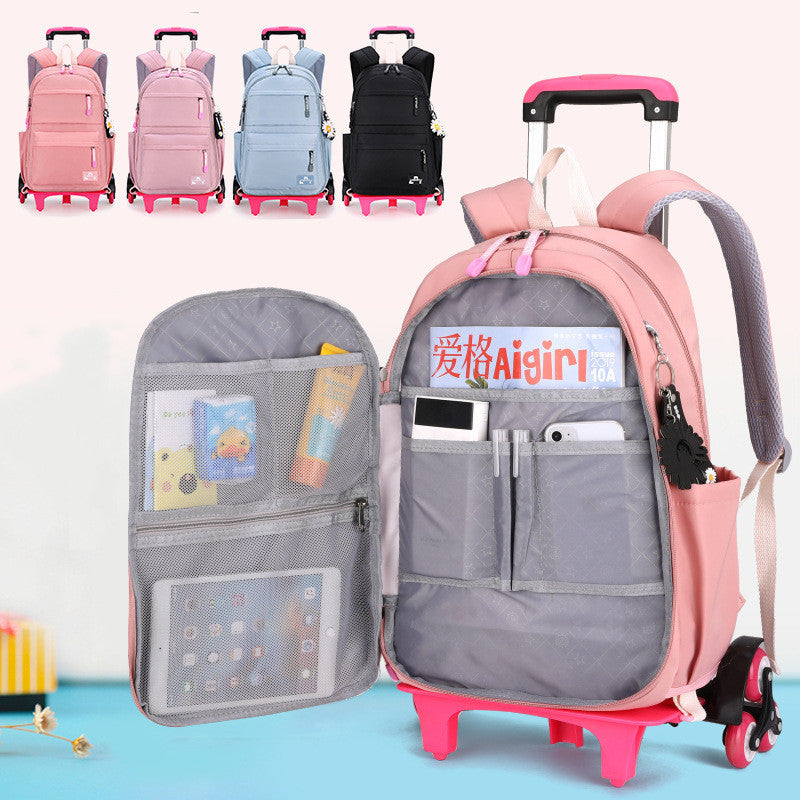 Women's Fashion Simple Trolley Schoolbag Backpack