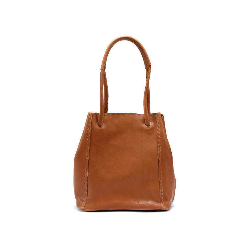 Soft Leather Bucket Bag Female Genuine Leather Crossbody