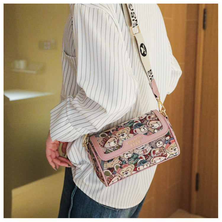 Special-interest Design Cartoon Little Bear Pattern Bag Fashion Shoulder Crossbody Bag