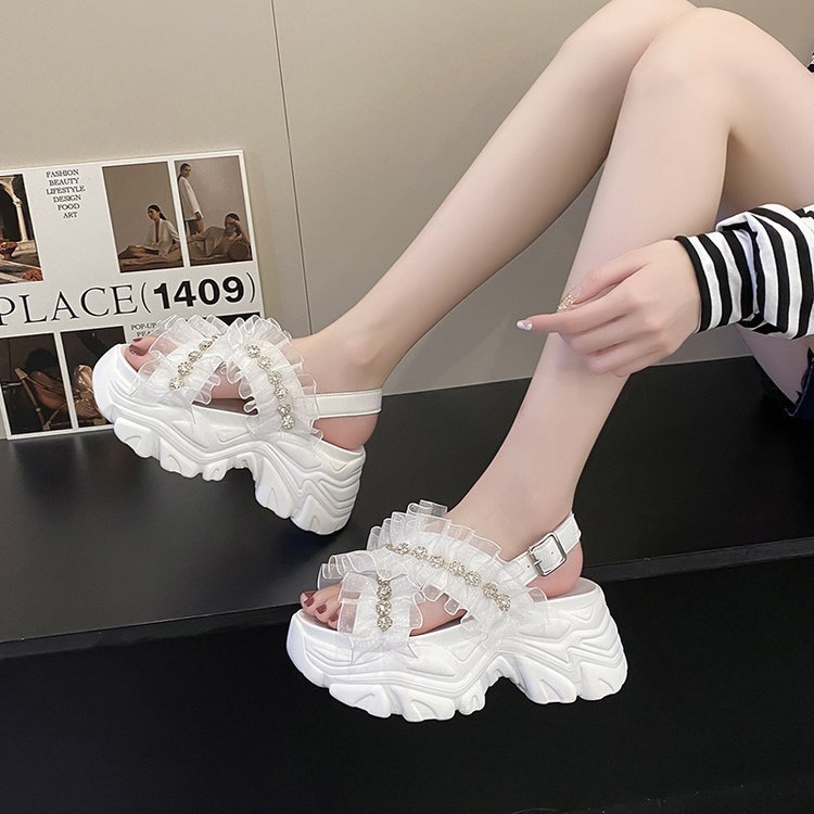 Rhinestone Sports Sandals Women's Platform Platform Height Increasing Feet