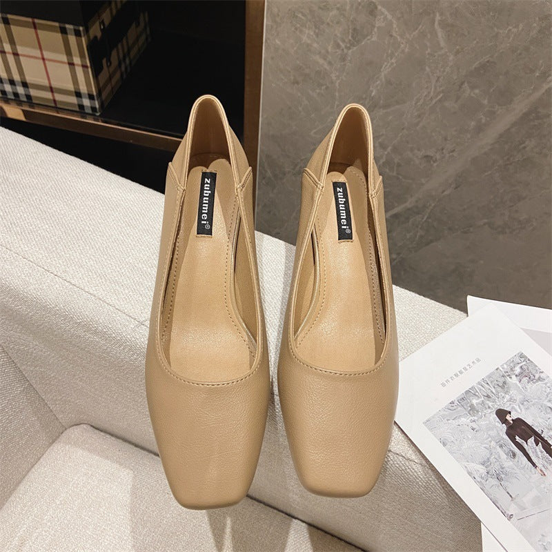 Chunky Heel Commuter Shallow Mouth Pumps Women's Fashion