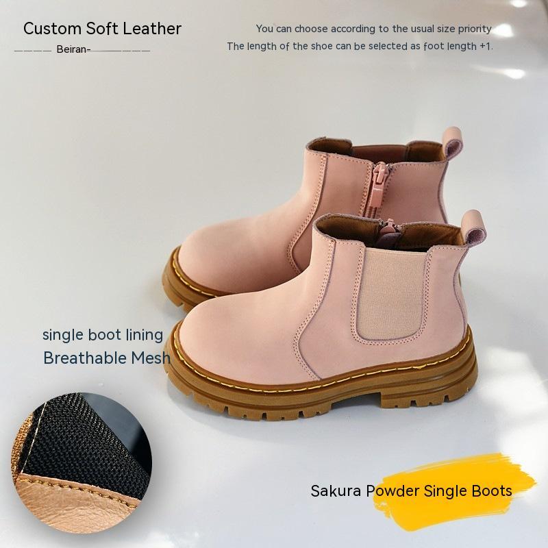 Leather Single Cotton Short Boots Ankle Middle