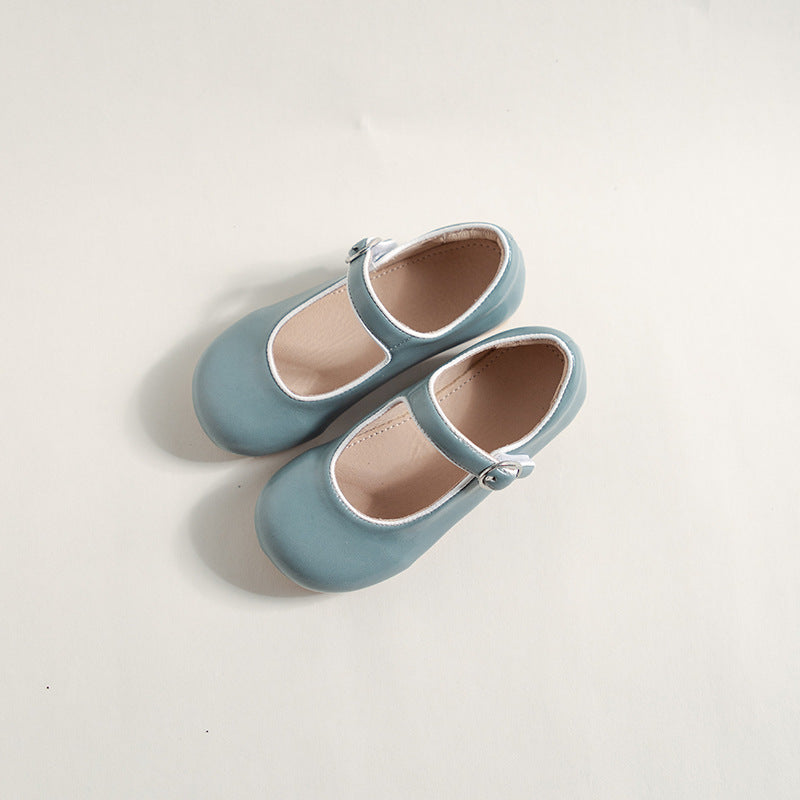 Leather Shoes Patent Lining Children's Low-cut Soft Bottom Contrast Color Strip