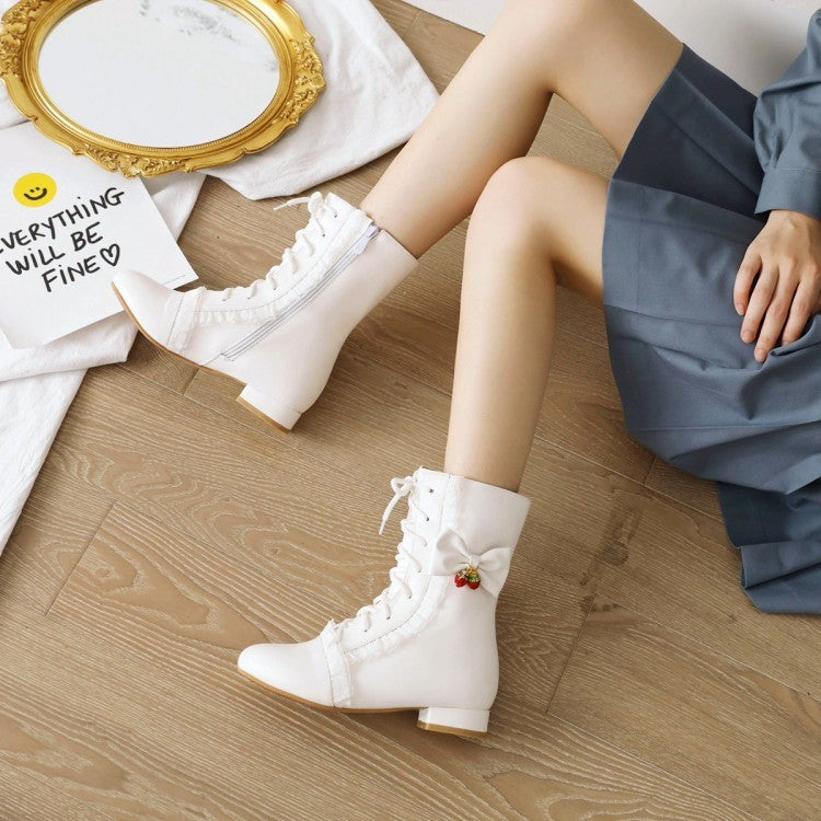 Botas planas con lazo y cordones para mujer Sweet Bow Darling