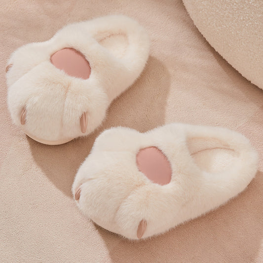 Lindas pantuflas de algodón con forma de garra de gato