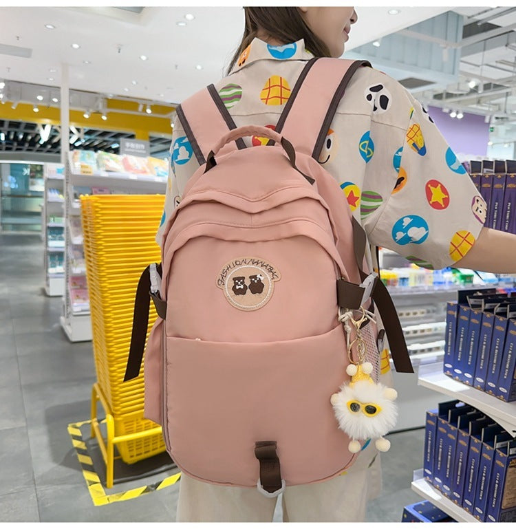 Junior High School Student Bear Schoolbag Good-looking Korean Female Travel Backpack