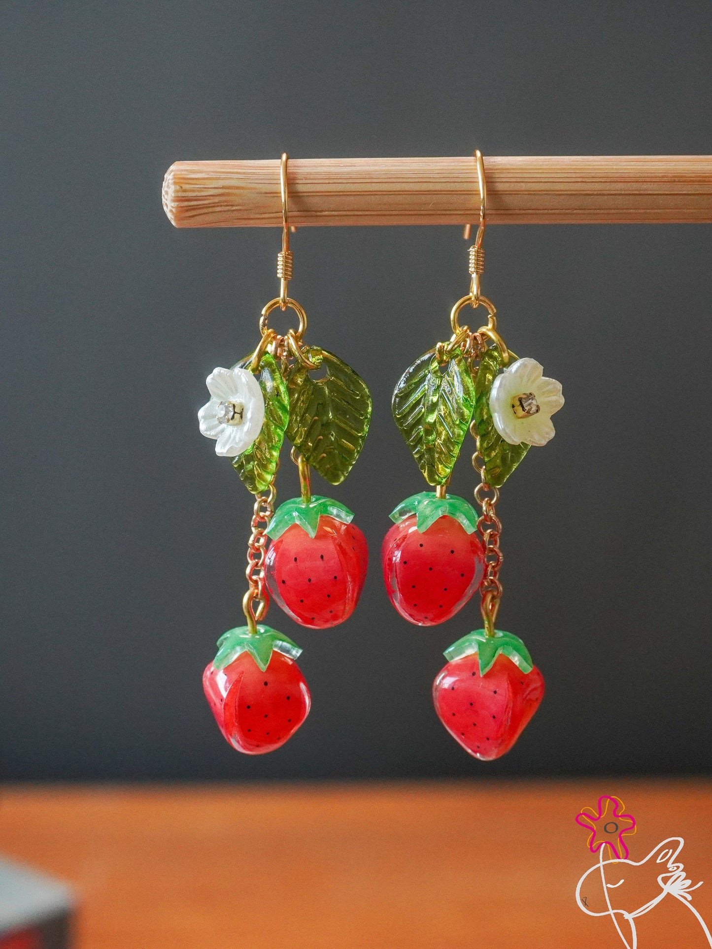 Boucles d'oreilles créatives personnalisées à la mode pour femmes, motif fraise et fruit, style pastoral