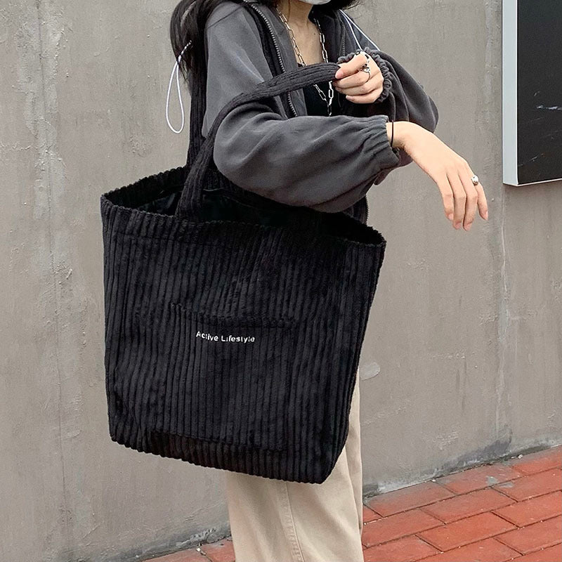 Bolso de mano de felpa de gran capacidad japonés para otoño e invierno