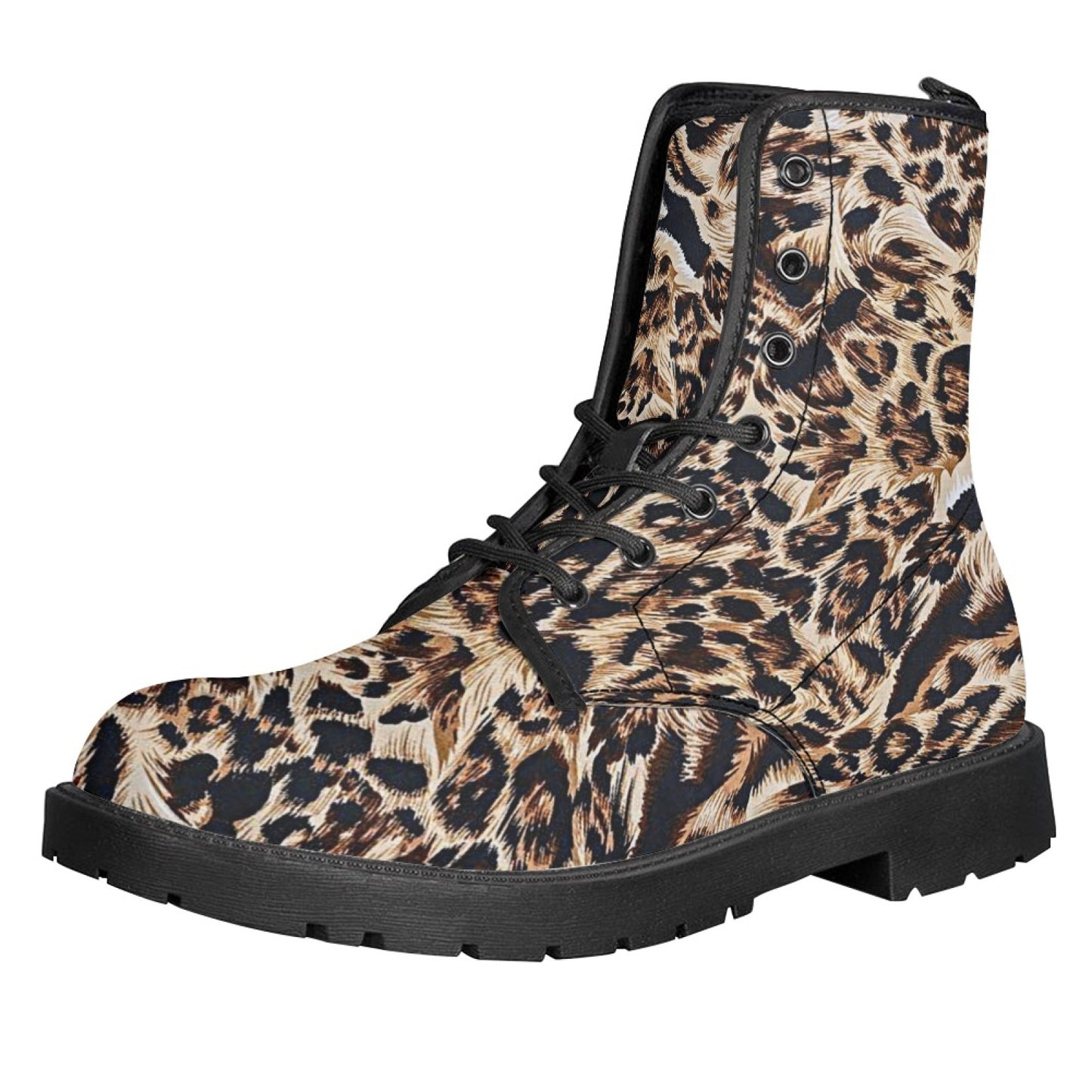 Printed Women's Leather Flat Bottom Low Heel British Martin Boots