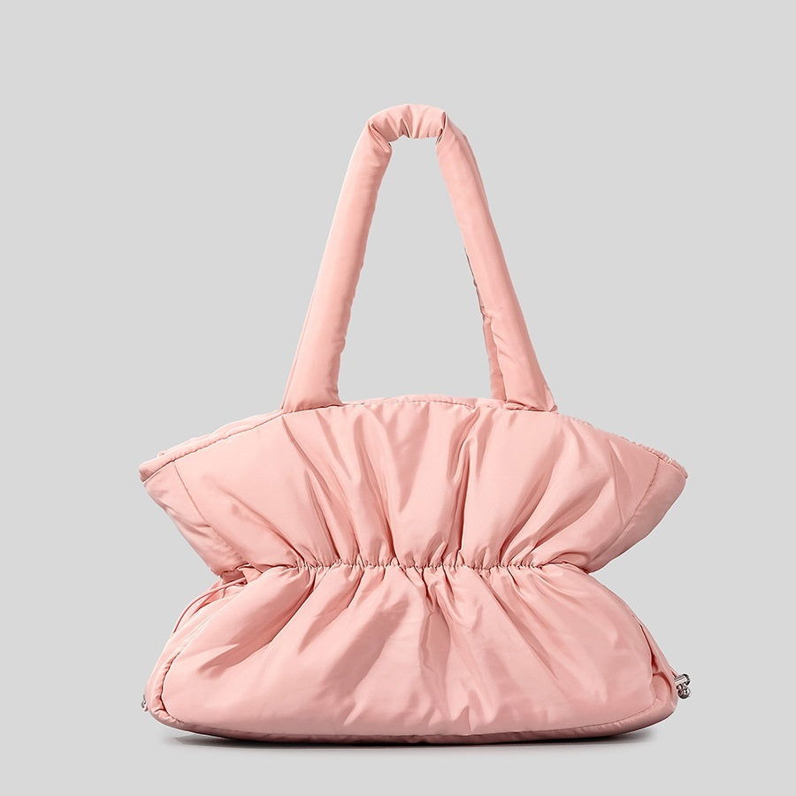 Soft Lightweight And Large Capacity Pleated Drawstring Handbag For Women