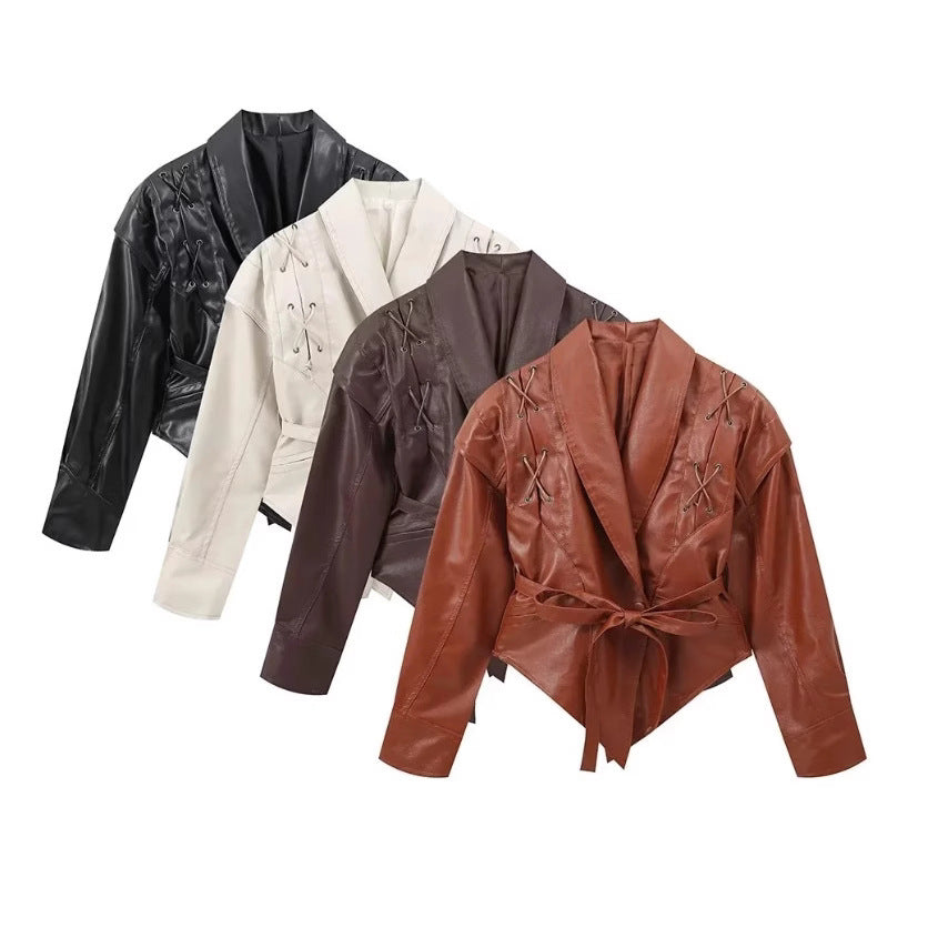 Women's Retro Imitation Leather Jacket Coat