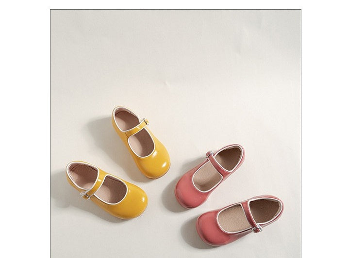 Leather Shoes Patent Lining Children's Low-cut Soft Bottom Contrast Color Strip