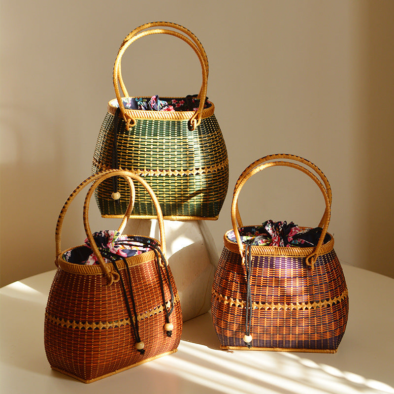 Storage Picnic Travel Hand-woven Bamboo Handbag