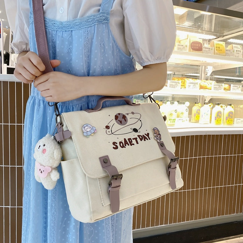 Women's Large Capacity Japanese Korean Style Canvas Bag Messenger