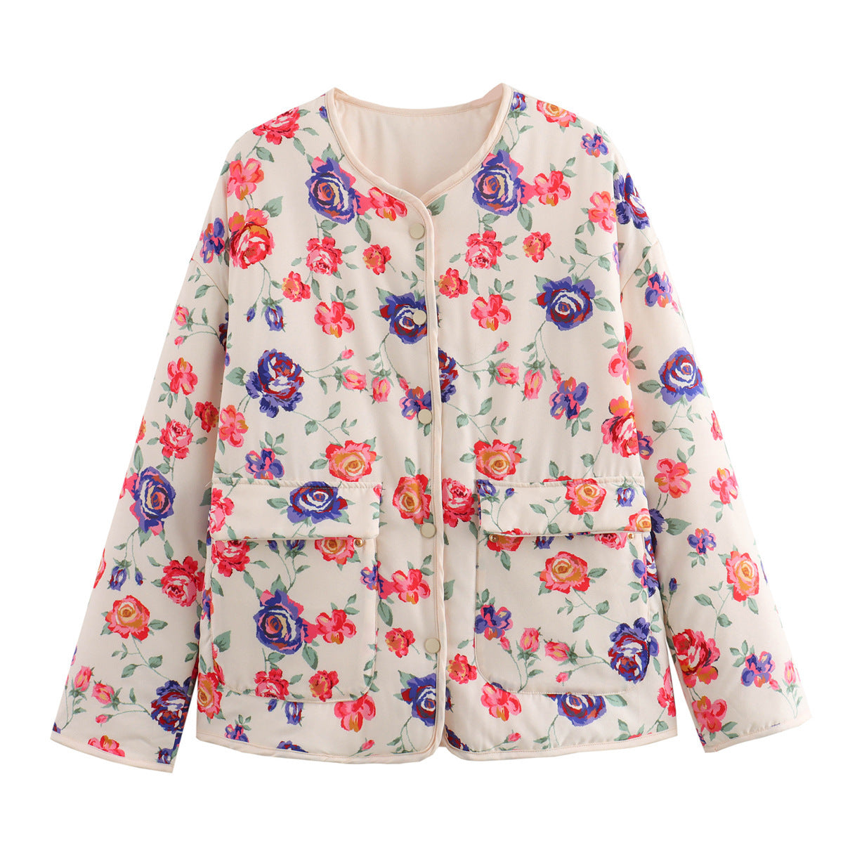 Street Loose Cardigan Printed Cotton-padded Jacket Coat