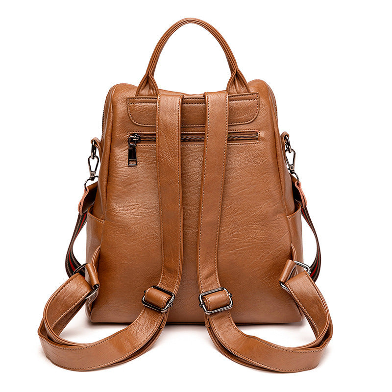 Women's Minimalist Leather Versatile Casual Backpack