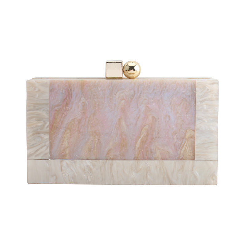 Women's Pearlescent White Vintage Acrylic Patchwork Bag