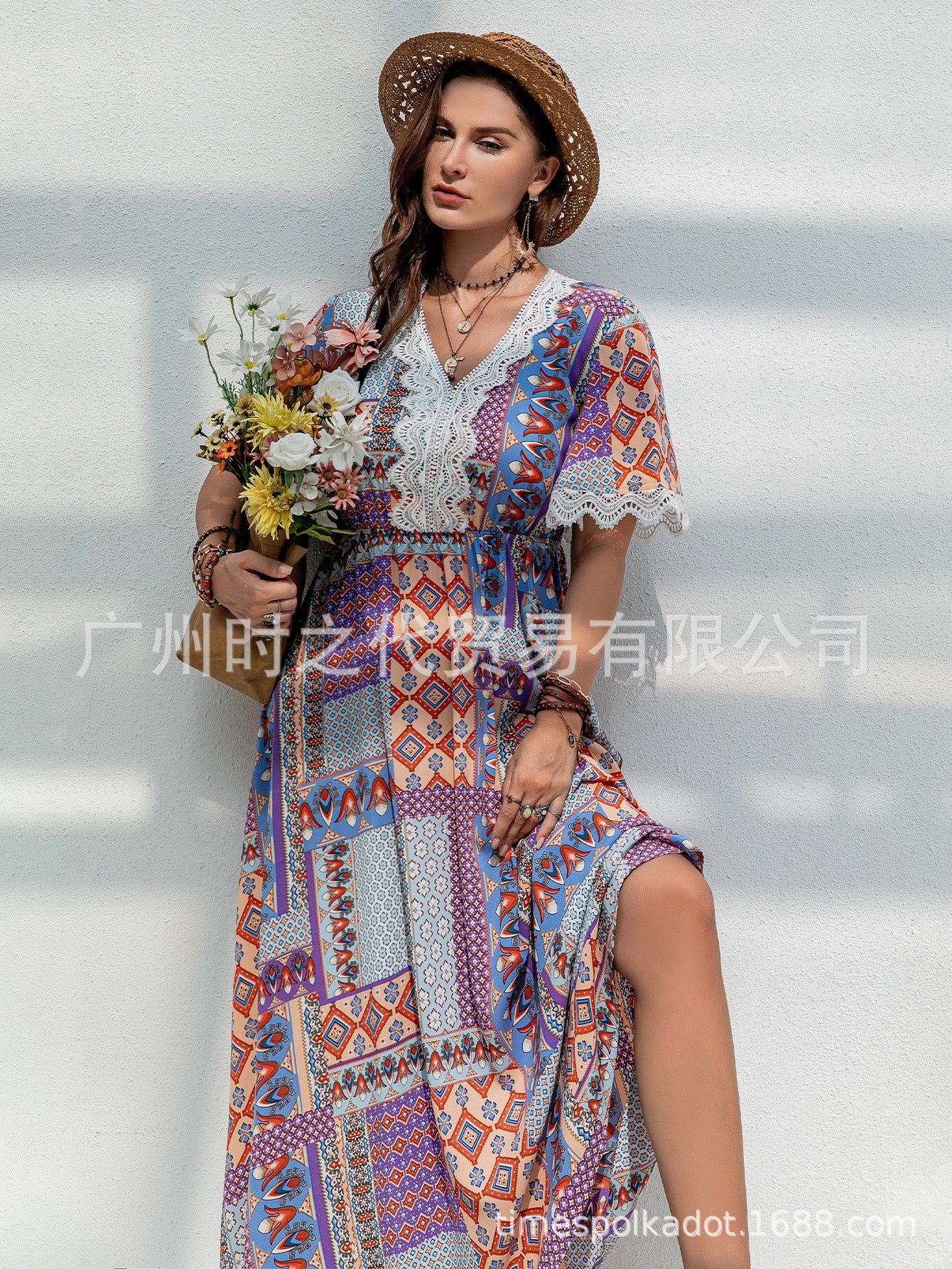 Fashion Floral Print Plus Size Women's Dress