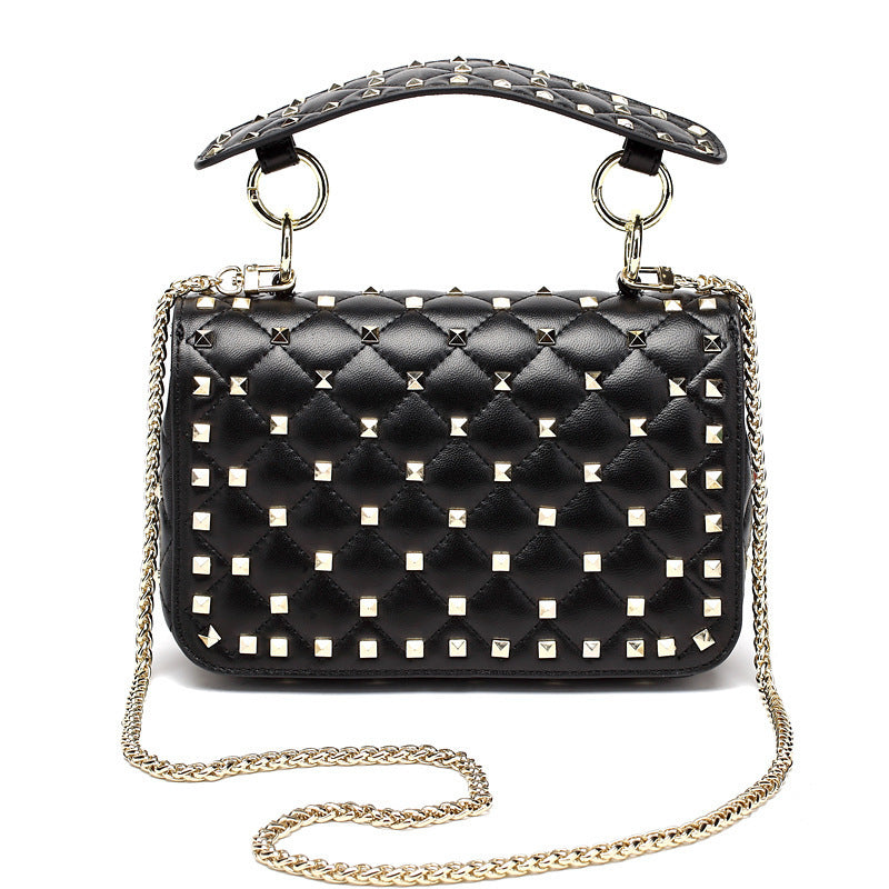 Studded Casual One Shoulder Small Square Bag