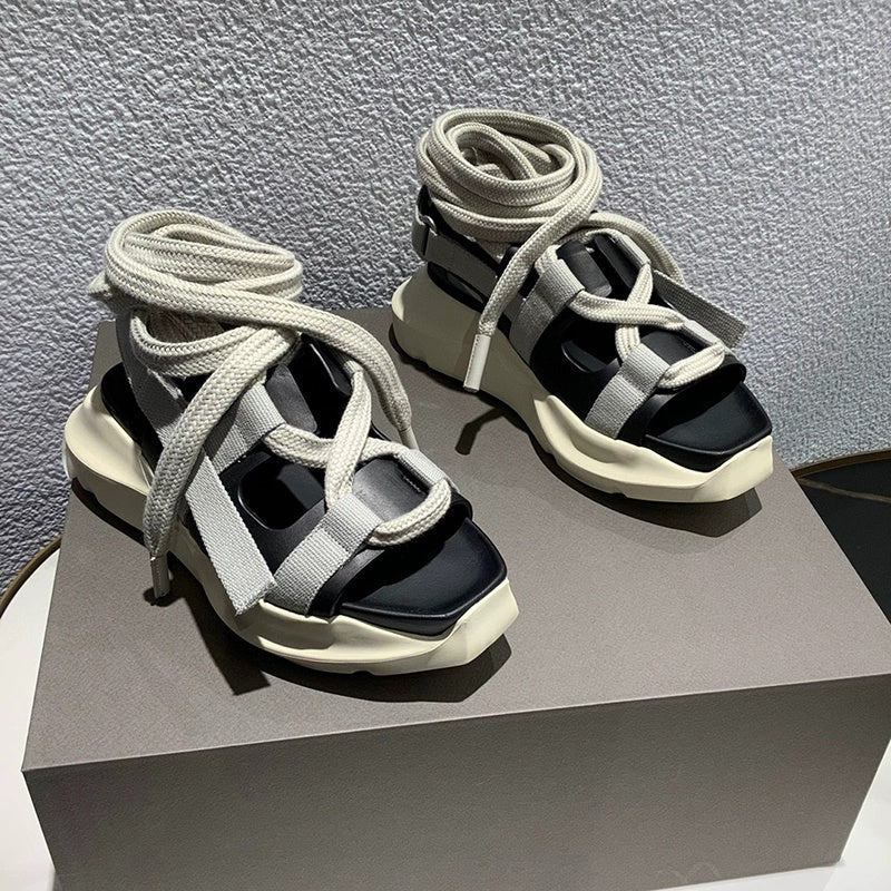 Square Toe Open Toe Fashion Sandals With Cross Straps For Casual Wear