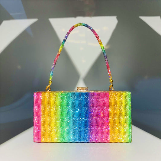 Hot Diamond Rainbow Bag Women's Dinner Handheld Bag