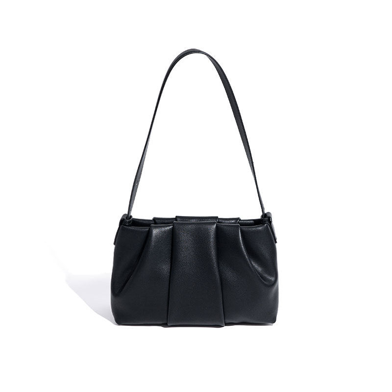 Pleated Clouds Niche Genuine Leather Underarm Bag