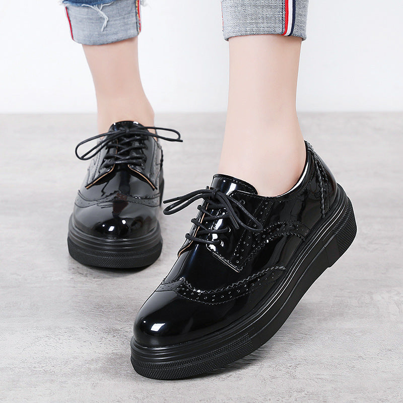 Chunqiu Patent Leather Thick Soled Pu Leather Women's Shoes