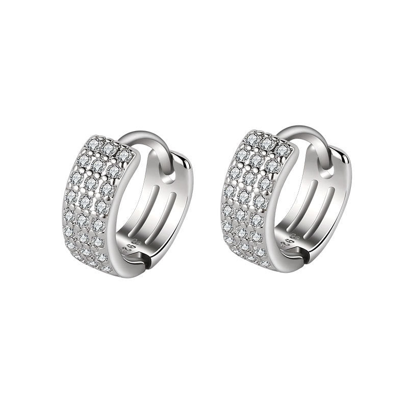 Women's Simple Diamond Earrings In Sterling Silver