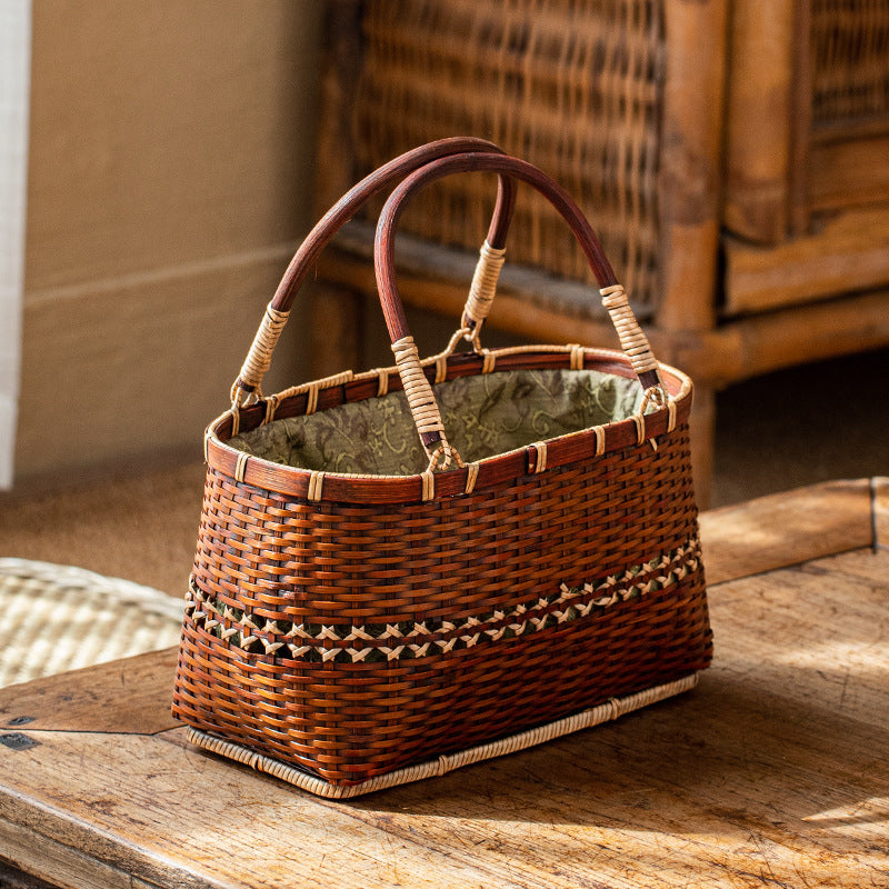 Bolso de mano para mujer hecho a mano con tejido de bambú