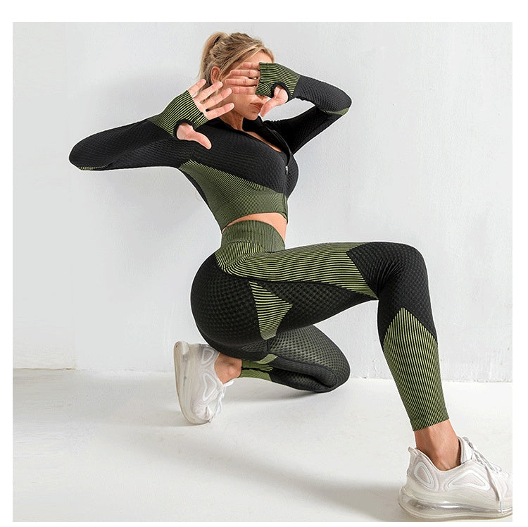 Zipper yoga suit