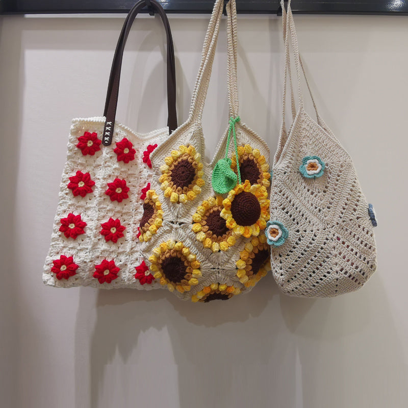 Handmade Diy Wool Woven Three-dimensional Sunflower Shoulder Bag Material Package