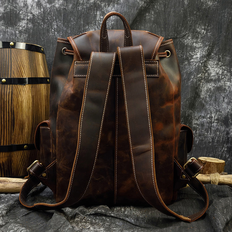 Retro Men's Cowhide Casual Backpack