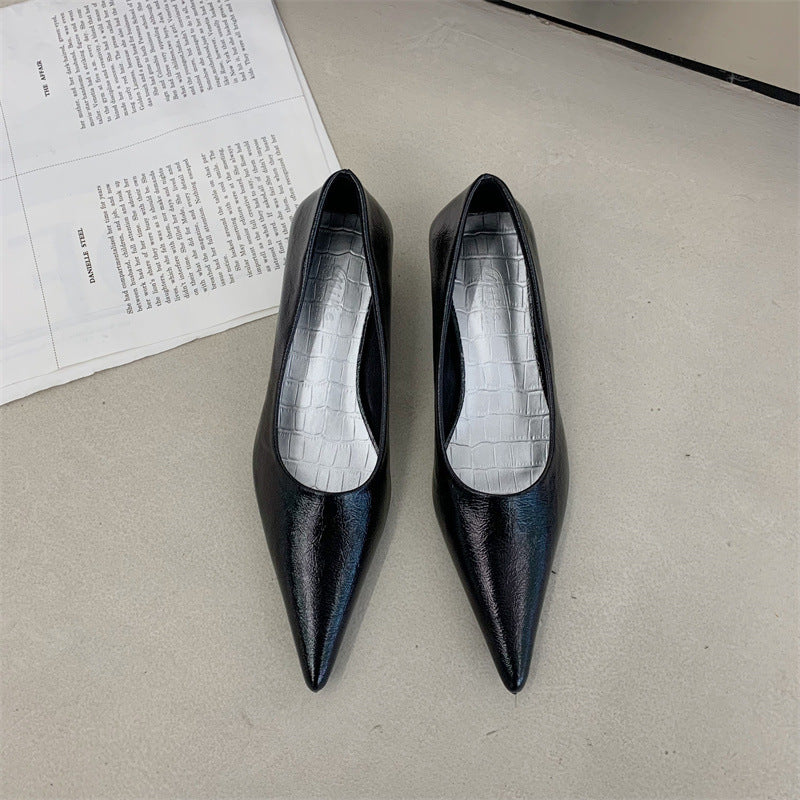 Mid Heel Low Heel Pointed Toe Fashion Shoes Women's Stiletto Heel Pumps High Heels Slim Low-cut Pumps