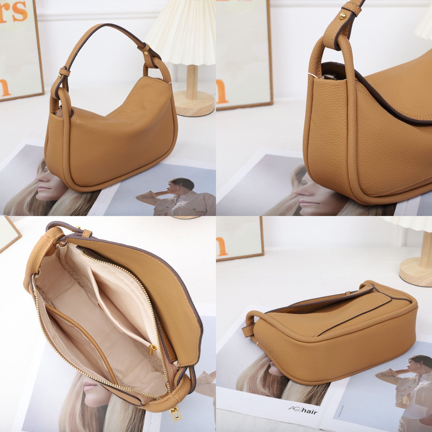 Spring And Summer New Geometric Pillow Bag Shoulder Crossbody Cowhide Women's Bag