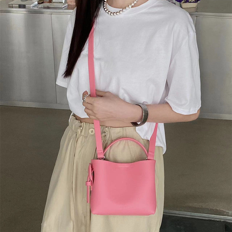 Women's Fashion Simple Solid Color Leather Shoulder Messenger Bag