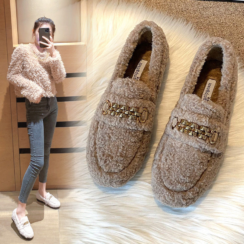 Outdoor Gommino Fleece-lined Platform Cotton Shoes Plus Size Women's Shoes