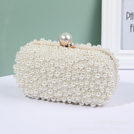 Women's Pearl Dinner Bag Soft Surface Lock Clutch